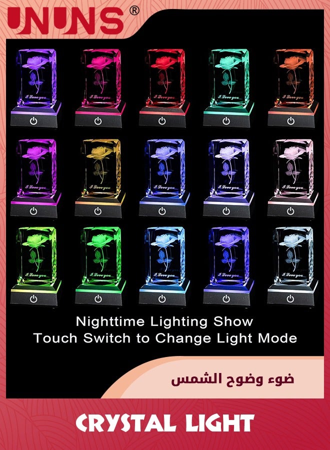 UNUNS مصباح ليلي متعدد الألوان على شكل وردة ثلاثية الأبعاد، مصباح ديكوري على شكل أحبك بـ 7 ألوان، هدايا مثالية لعيد الأم للأم أو الصديقة أو الزوجة أو الأم أو الزوج، أفكار هدايا عيد الحب الفريدة أو الذكرى السنوية أو عيد الميلاد  - Image 2