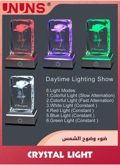 UNUNS مصباح ليلي متعدد الألوان على شكل وردة ثلاثية الأبعاد، مصباح ديكوري على شكل أحبك بـ 7 ألوان، هدايا مثالية لعيد الأم للأم أو الصديقة أو الزوجة أو الأم أو الزوج، أفكار هدايا عيد الحب الفريدة أو الذكرى السنوية أو عيد الميلاد  - Image 3