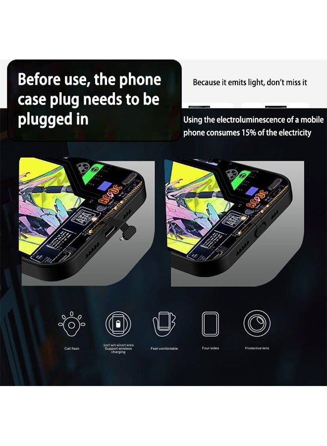 X-level With LED iPhone 15 Pro Case,Colorful Glowing Tempered Glass Back Cover Bumper Shockproof,for Cool Women and Trendy Men,Protective Lens protector Voice Call Flash Wireless Charging Accessory - Image 4