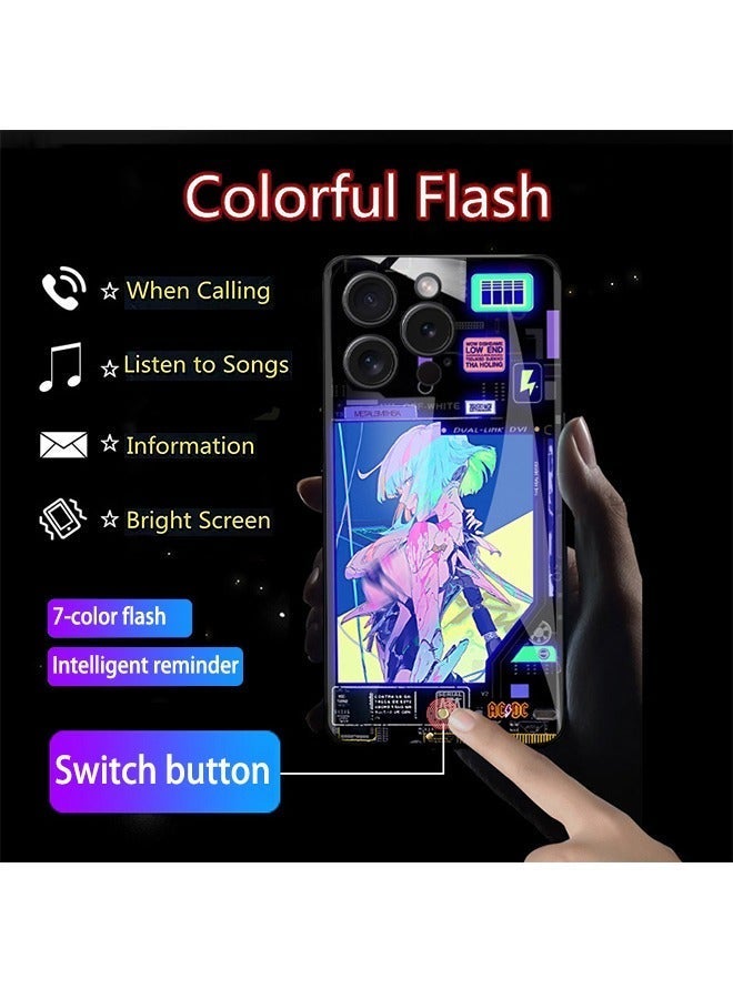 X-level With LED iPhone 15 Pro Case,Colorful Glowing Tempered Glass Back Cover Bumper Shockproof,for Cool Women and Trendy Men,Protective Lens protector Voice Call Flash Wireless Charging Accessory - Image 3