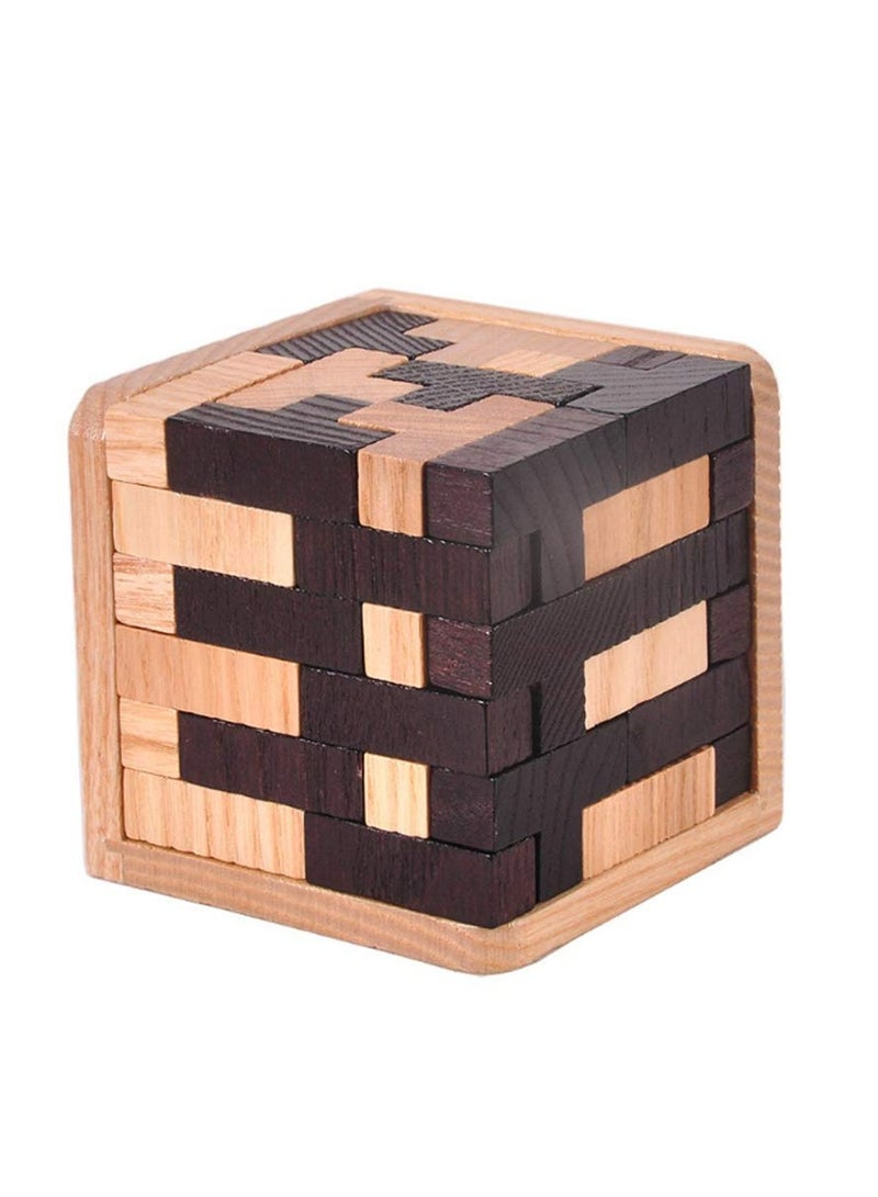 CMGTYYD 3D Wooden Brain Teaser Puzzle Genius Skills Builder T-Shape Pieces. Educational Toy for Kids and Adults. Gift Desk Puzzles - Image 2