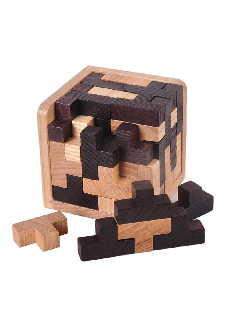 CMGTYYD 3D Wooden Brain Teaser Puzzle Genius Skills Builder T-Shape Pieces. Educational Toy for Kids and Adults. Gift Desk Puzzles - Image 4