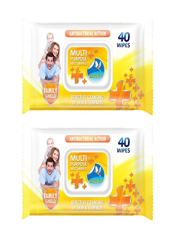 GLIDER MultiPurpose Surface & Skin Wipes - The Stronger Easier Way To Clean Grease, Dirt, Dust, Grime, & Glue From Hands, Tables, and More (Pack of 2 (80 Wipes) - Image 1