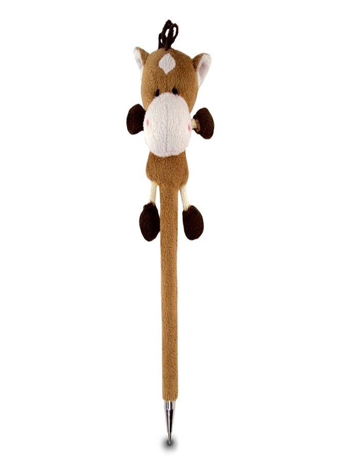 Puzzled DolliBu Brown Horse Plush Pen - Cute and Soft Farm Life Stuffed Animal Ballpoint Novelty Pen Toy, Writing Pen Instrument For Cool Stationery School and Office Desk - Image 1
