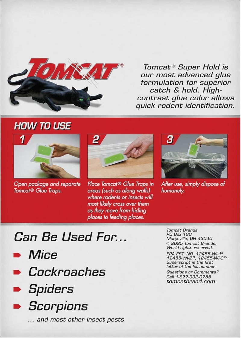 تومكات فخوخ تومكات سوبر هولد (Tomcat Super Hold Glue Traps) مناسبة للفئران والصراصير والعناكب والعقارب، جاهزة للاستخدام، عدد 4 فخوخ. - Image 2