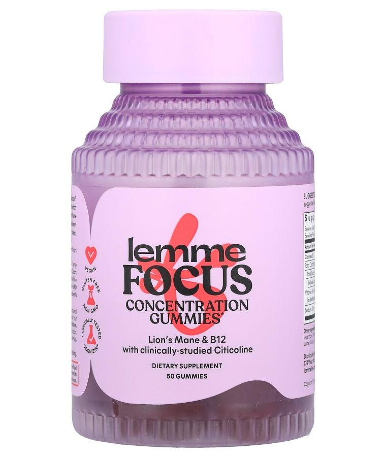 Lemme Focus Concentration Gummies Strawberry 50 Gummies
