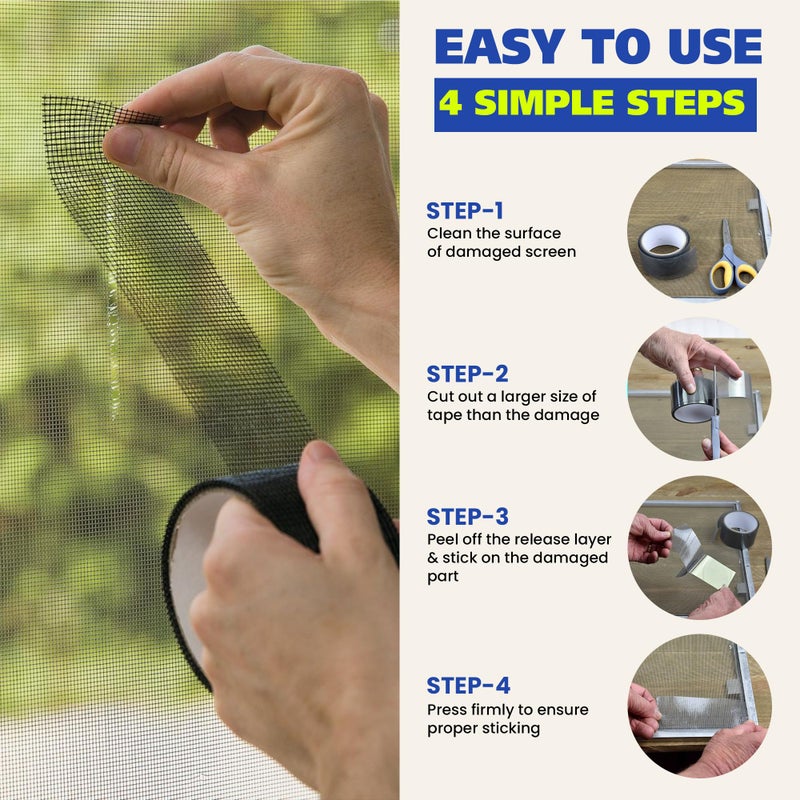 Gaffer Power Screen Repair Tape â€“ Fiberglass Mesh, Strong Adhesive, Weather-Resistant Window & Door Screen Patch â€“ Easy to Use, Durable Screen Repair Kit for Holes & Tears - Image 2