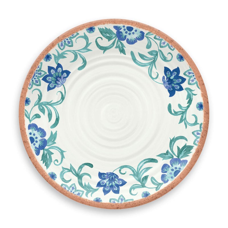 TarHong Rio Turquoise Floral Dinner Plate  10.5""  Melamine  Set of 6 - Image 2