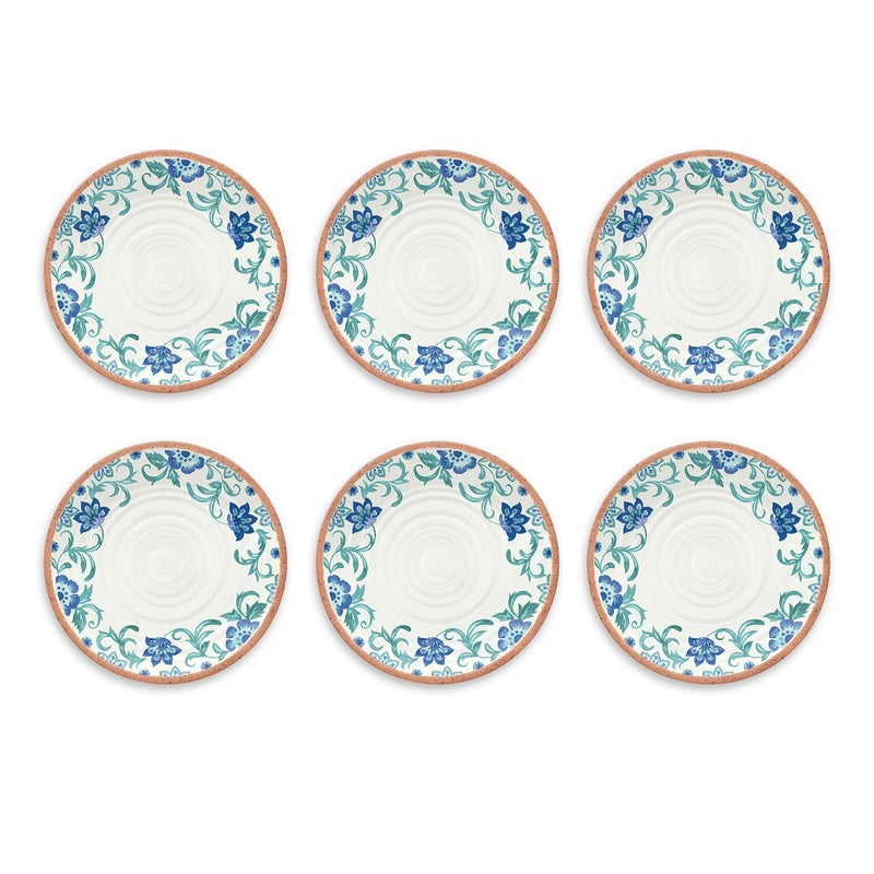 TarHong Rio Turquoise Floral Dinner Plate  10.5""  Melamine  Set of 6 - Image 1