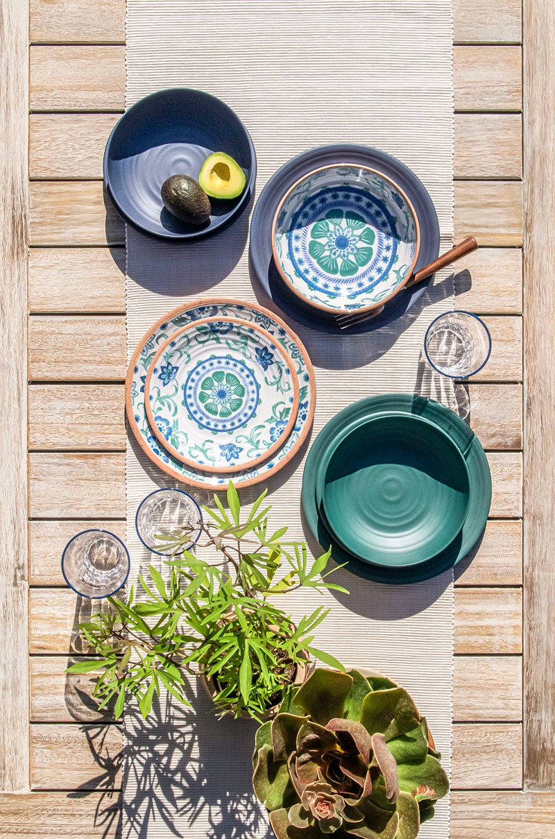 TarHong Rio Turquoise Floral Dinner Plate  10.5""  Melamine  Set of 6 - Image 5