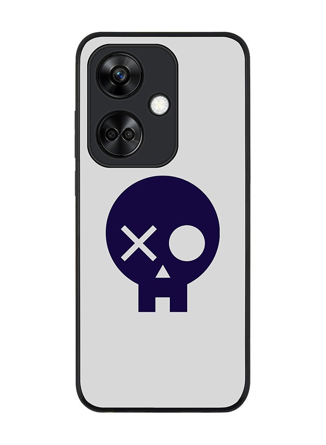 Stylizedd Rugged Black Edge case for OnePlus Nord CE3 Custom Slim fit Flexible Anti Drop Thin Phone Case Cover - Skull Patch  - Image 1
