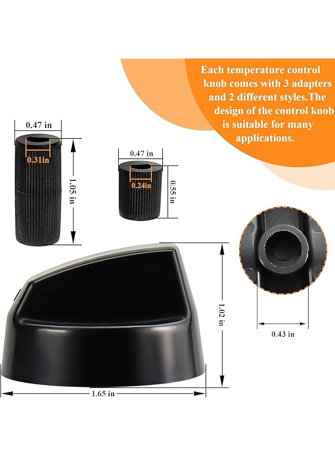erorex 4 Pack Black Universal Control Knobs With 4 X Long Adapters And 8 X Short Adapters Compatible For Oven Stove Range Universal Stove Knobs Wide Range Of Availability Black - Image 2