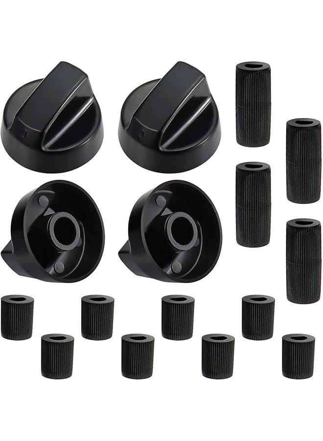 erorex 4 Pack Black Universal Control Knobs With 4 X Long Adapters And 8 X Short Adapters Compatible For Oven Stove Range Universal Stove Knobs Wide Range Of Availability Black - Image 1
