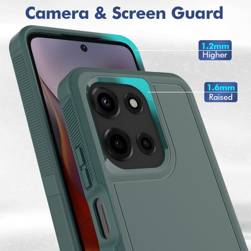 yuanming for Moto G 5G 2025 Case, [Military Grade Drop Tested] with Screen Protector, Dual Layer Protective Heavy Duty Cell Phone Cover Non-Slip Shockproof Case for Motorola Moto G 5G 2025 (Dark Green) - Image 4