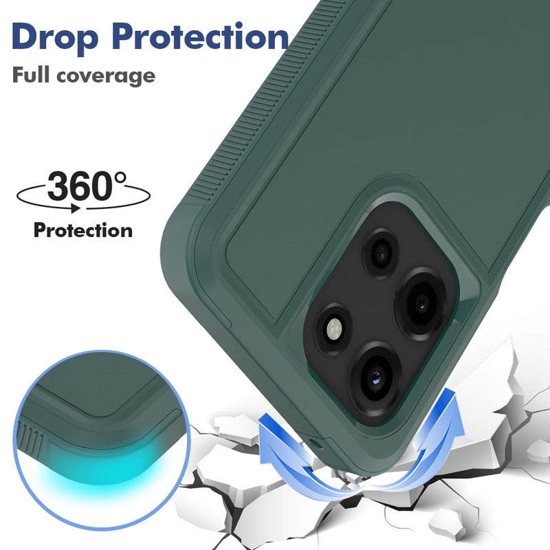 yuanming for Moto G 5G 2025 Case, [Military Grade Drop Tested] with Screen Protector, Dual Layer Protective Heavy Duty Cell Phone Cover Non-Slip Shockproof Case for Motorola Moto G 5G 2025 (Dark Green) - Image 3