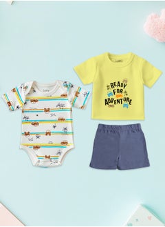 LUAY LUAY 100% Organic Cotton T-shirt+Onesies Pack of 3 set Baby 3in 1Gift Set for Unisex Baby Pure Cotton_Soft,Smooth& Machine,Washable,Breathable Fabric  - Image 1