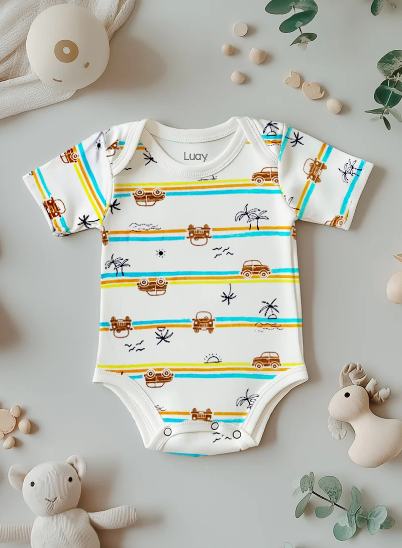 Luay YE_CR 100% Organic Cotton T-shirt+Onesies Pack of 3 set Baby 3in 1Gift Set for Unisex Baby Pure Cotton_Soft,Smooth& Machine,Washable,Breathable Fabric  | Best Price UAE