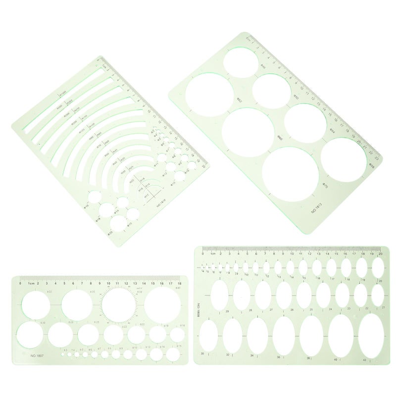 Multifunctional Drawing Ruler Set Geometric Circle Templates Student School Office - Image 2