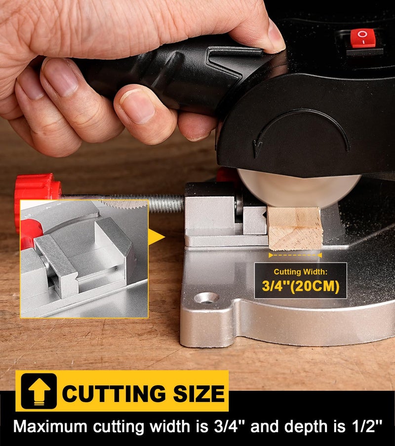 Sbestily Mini Miter Cut-Off Chop Saw for Metal Cutting, Arrow Shafts, Wood Crafts, Hobby Miniature Model Making, Small Electric Table Saw Tool, 223/5.56 Brass, Cuts Max. 1/2" High x 1/2" Wide - Image 5