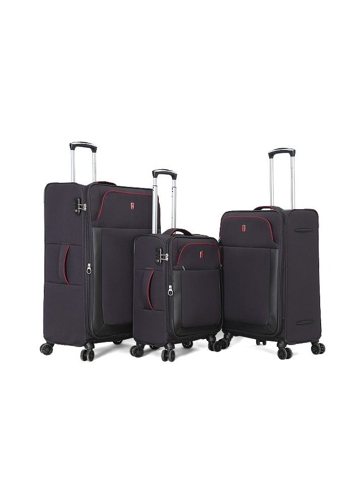 GIORDANO Softside Luggage Trolley Bag 3 Pieces Set With Double Spinner Wheel ,Grey (S-20inch,M-24inch,L-28inch)  - Image 1