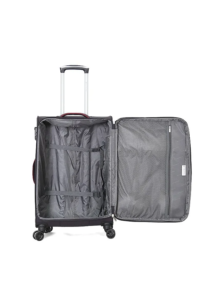 GIORDANO Softside Luggage Trolley Bag 3 Pieces Set With Double Spinner Wheel Black ,Grey (S-20inch,M-24inch,L-28inch)
