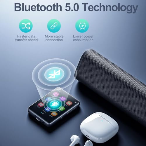 Concept Kart AUDIOCULAR M31 16GB Portable Mp3 Music Player with Bluetooth, 2.4” LCD Touch Screen, Video Playback, Built-in Speaker, Voice Recording Function Mini HiFi Lossless Digital Audio Player (16GB - Black) - Image 3