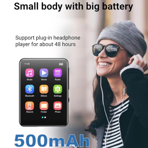 Concept Kart AUDIOCULAR M31 16GB Portable Mp3 Music Player with Bluetooth, 2.4” LCD Touch Screen, Video Playback, Built-in Speaker, Voice Recording Function Mini HiFi Lossless Digital Audio Player (16GB - Black) - Image 4