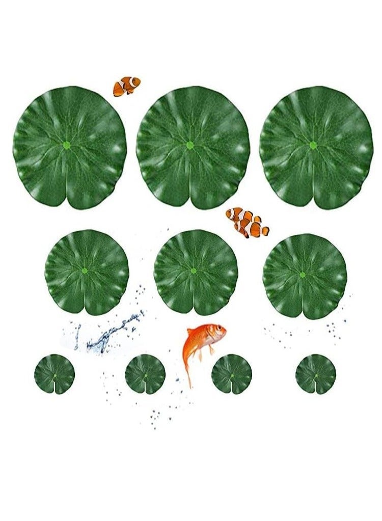 Generic 10 Pcs Artificial Lotus Leaves Floating Lotus Leaves, Floating Lily Pads Plastic Foam Water Lily Foliage for Koi Fish Pool Aquarium Crafts Decoration Green  - Image 1