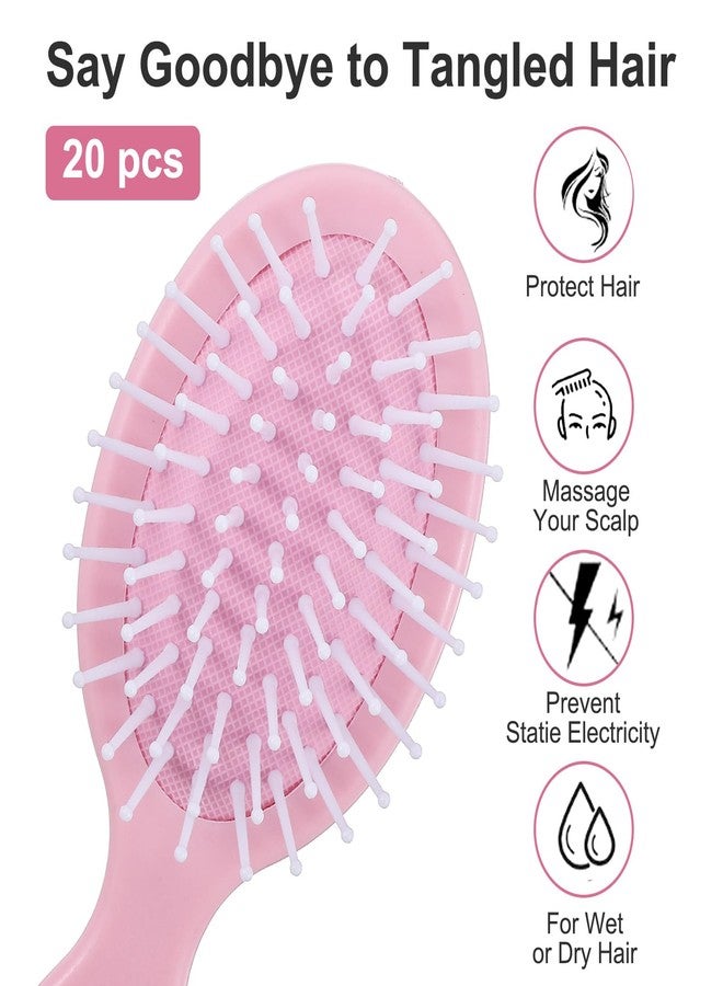 PercyEffie 20 Pcs Mini Wet Hair Brush Bulk, Mini Hairbrush for Travel for Most Hair Types,Small Toddler Soft Bristle Detangling Air Cushion Brushes Pocket Bachelorette Party Bridesmaid Gifts, Women Girl Pink - Image 3