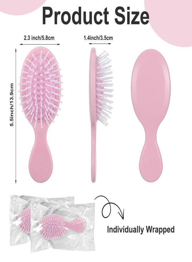 PercyEffie 20 Pcs Mini Wet Hair Brush Bulk, Mini Hairbrush for Travel for Most Hair Types,Small Toddler Soft Bristle Detangling Air Cushion Brushes Pocket Bachelorette Party Bridesmaid Gifts, Women Girl Pink - Image 2
