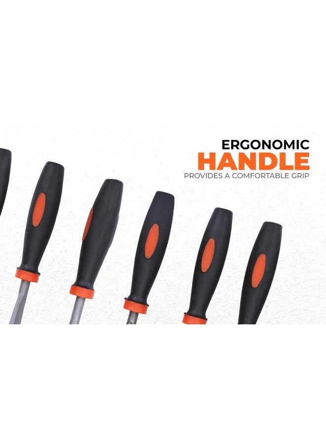 BLACK+DECKER BLACK+DECKER BDHT22148 174mm 6-Piece Steel Needle File Set for Cutting & Smootheing Out Surfaces Ideal for Wood, Metal, Plastic for Home & DIY Use, ORANGE & BLACK  - Image 4