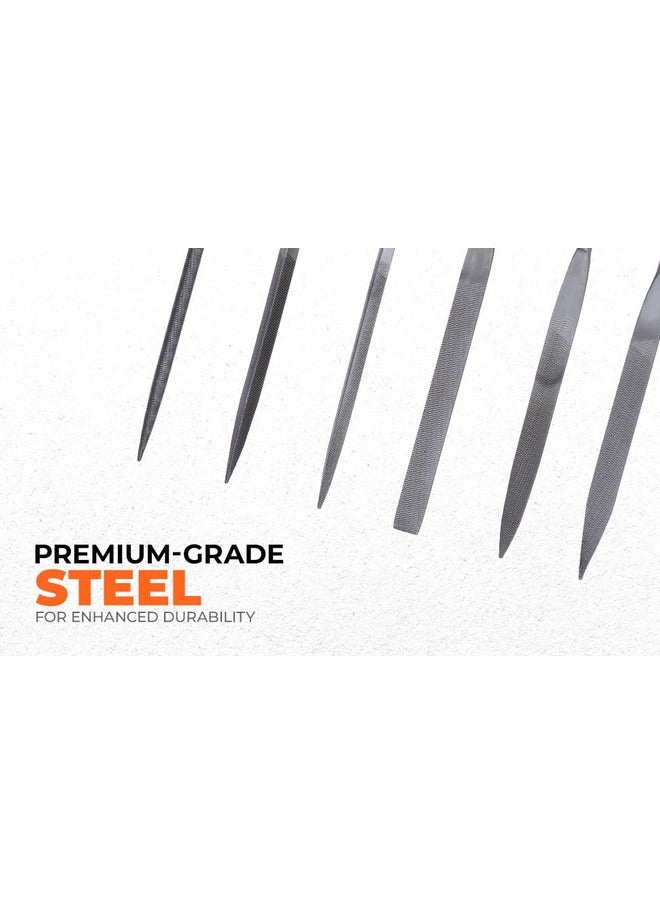 BLACK+DECKER BLACK+DECKER BDHT22148 174mm 6-Piece Steel Needle File Set for Cutting & Smootheing Out Surfaces Ideal for Wood, Metal, Plastic for Home & DIY Use, ORANGE & BLACK  - Image 3
