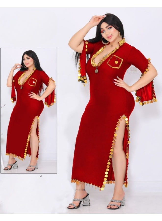 جلابية رقص نسائية – قماش ليكرا زبدة ناعم جدًا – تصميم جذاب مرن – مثالية للرقص الشرقي والتمارين – مريحة وخفيفة – فري سايز - Image 2
