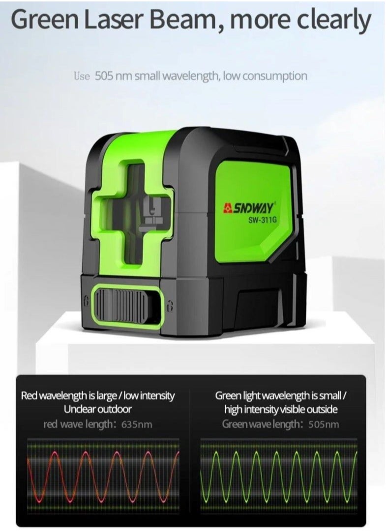 SNDWAY - Cross Line Laser Level Laser Level Self Leveling Green/Red Beam Measure - Image 1