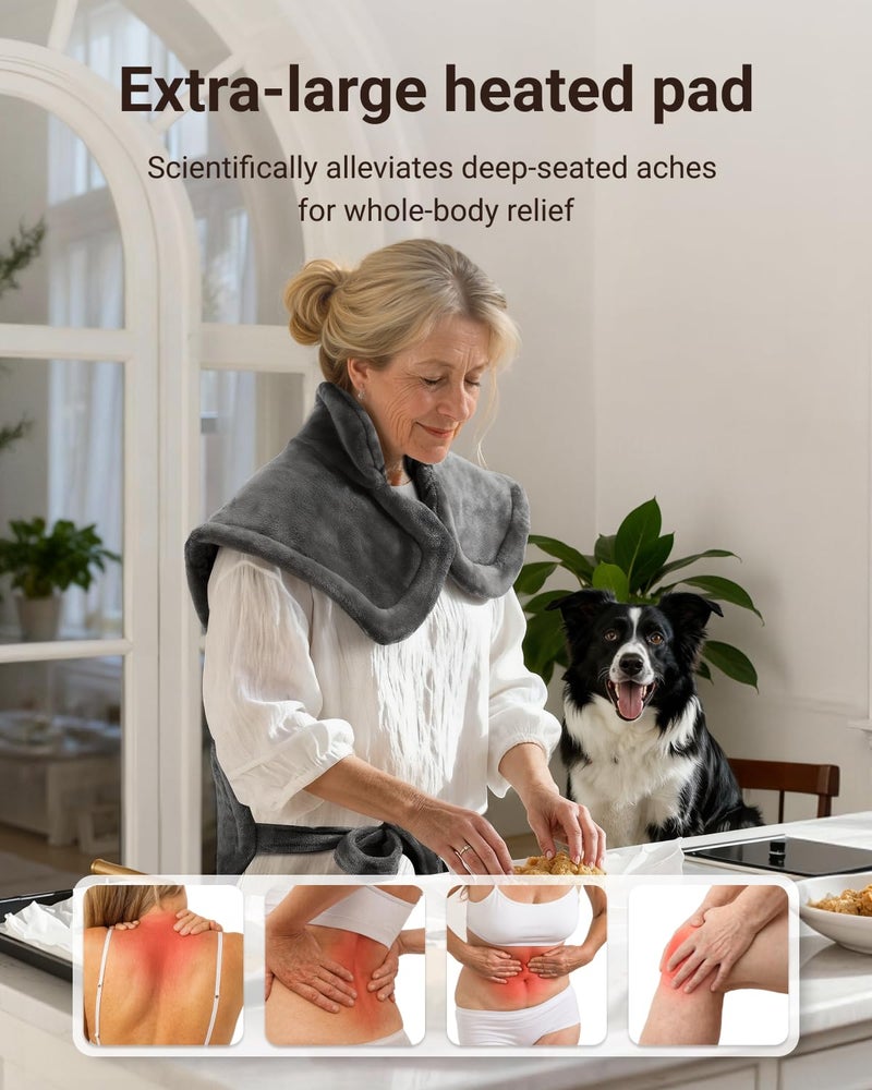 iDOO Electric Heating Pad for Back, FSA Eligible Items, Birthday Mothers Day Gifts for Mom Women, Weighted Large Heat Pad 24"x33" for Neck & Shoulders Pain Relief, 5 Heat & 4 Timer Settings - Image 2