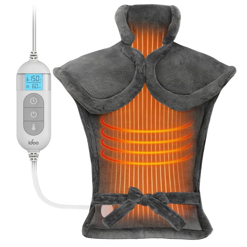 iDOO Electric Heating Pad for Back, FSA Eligible Items, Birthday Mothers Day Gifts for Mom Women, Weighted Large Heat Pad 24"x33" for Neck & Shoulders Pain Relief, 5 Heat & 4 Timer Settings - Image 1