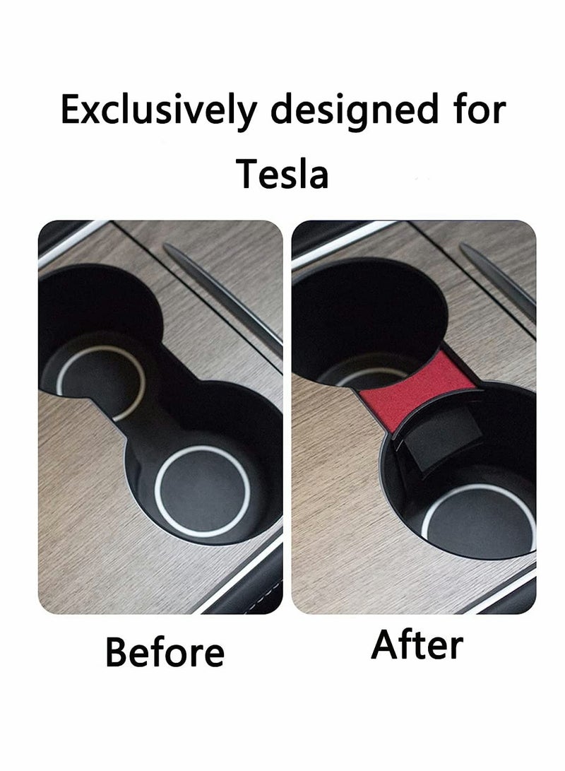 KASTWAVE Auto Accessories for Tesla Model 3/Model Y 2021 car Water Cup Slot Slip Limit Clip ABS Turn Fur Car Cup Holder Limiter (Black)  - Image 2