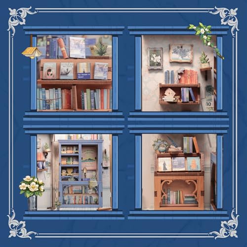 CUTEBEE Book Nook Kit, DIY Miniature House Kits for Adult and Teens, Dollhouse Mini Booknook House Bookshelf, DIY Craft Gifts for Family and Friends（Literature Bookstore） - Image 5