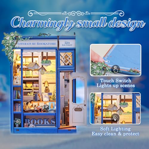 CUTEBEE Book Nook Kit, DIY Miniature House Kits for Adult and Teens, Dollhouse Mini Booknook House Bookshelf, DIY Craft Gifts for Family and Friends（Literature Bookstore） - Image 3