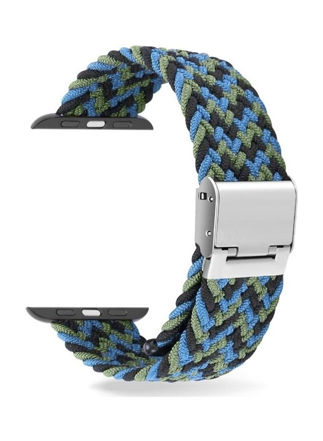NIBEMINENT Braided and Stainless Steel Replacement Watchbands For Apple Watch Series 7/6/SE/5/4/3/2/1 42/44/45mm Black/Blue/Green - Image 1