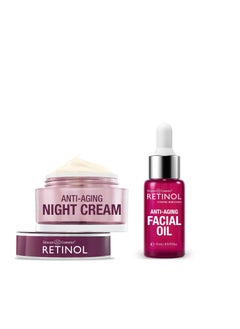 RETINOL Retinol Night Cream – Works While You Sleep to Restore and Reduce Fine Lines and Wrinkles + Retinol Anti-Aging Facial Oil – With Nine Essential Oils, Restores Hydration and Nourishment 