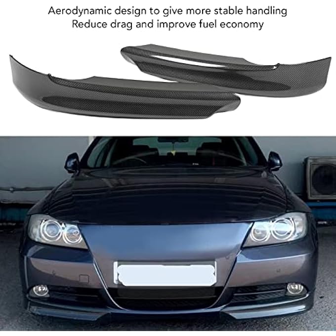 Kufoo Bumper Lip Chin Spoiler, Front Bumper Spoiler Lip Stable Handling Low Drag 1 Pair Scratch Resistant for Vehicle (Carbon Fiber ) - Image 3