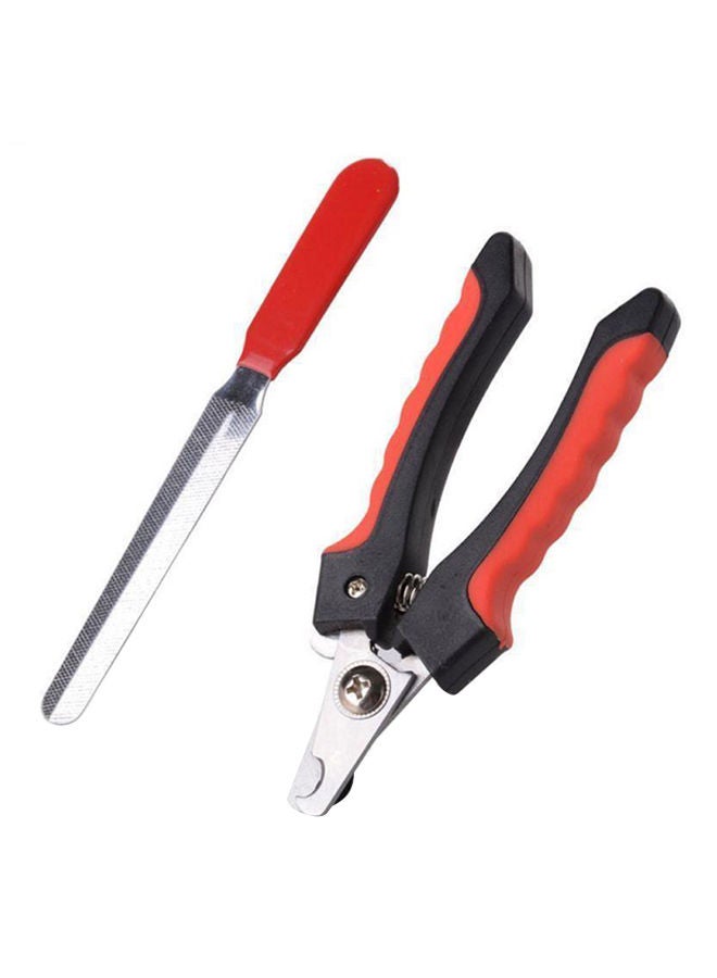 NIBEMINENT Pet Nail Clipper With File Silver/Red/Black