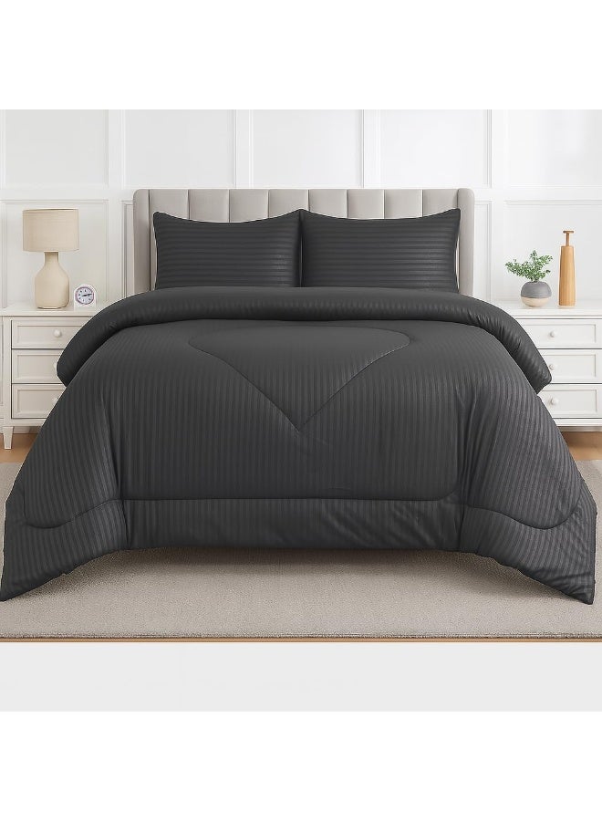 Double Size luxury home textiles Reversible Microfibre Comfortable Snore More Sleep Quilt Bedding duvet 200 x 220 cm - All Season Comforters - Plush Siliconized Fiberfill, Dark Gray - Image 1