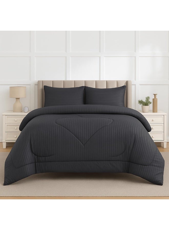 Double Size luxury home textiles Reversible Microfibre Comfortable Snore More Sleep Quilt Bedding duvet 200 x 220 cm - All Season Comforters - Plush Siliconized Fiberfill, Dark Gray - Image 4