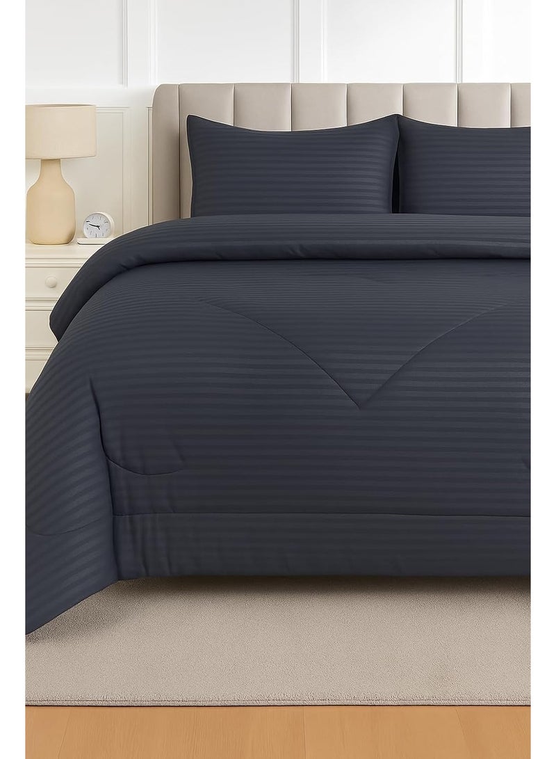 Double Size luxury home textiles Reversible Microfibre Comfortable Snore More Sleep Quilt Bedding duvet 200 x 220 cm - All Season Comforters - Plush Siliconized Fiberfill, Dark Gray - Image 2
