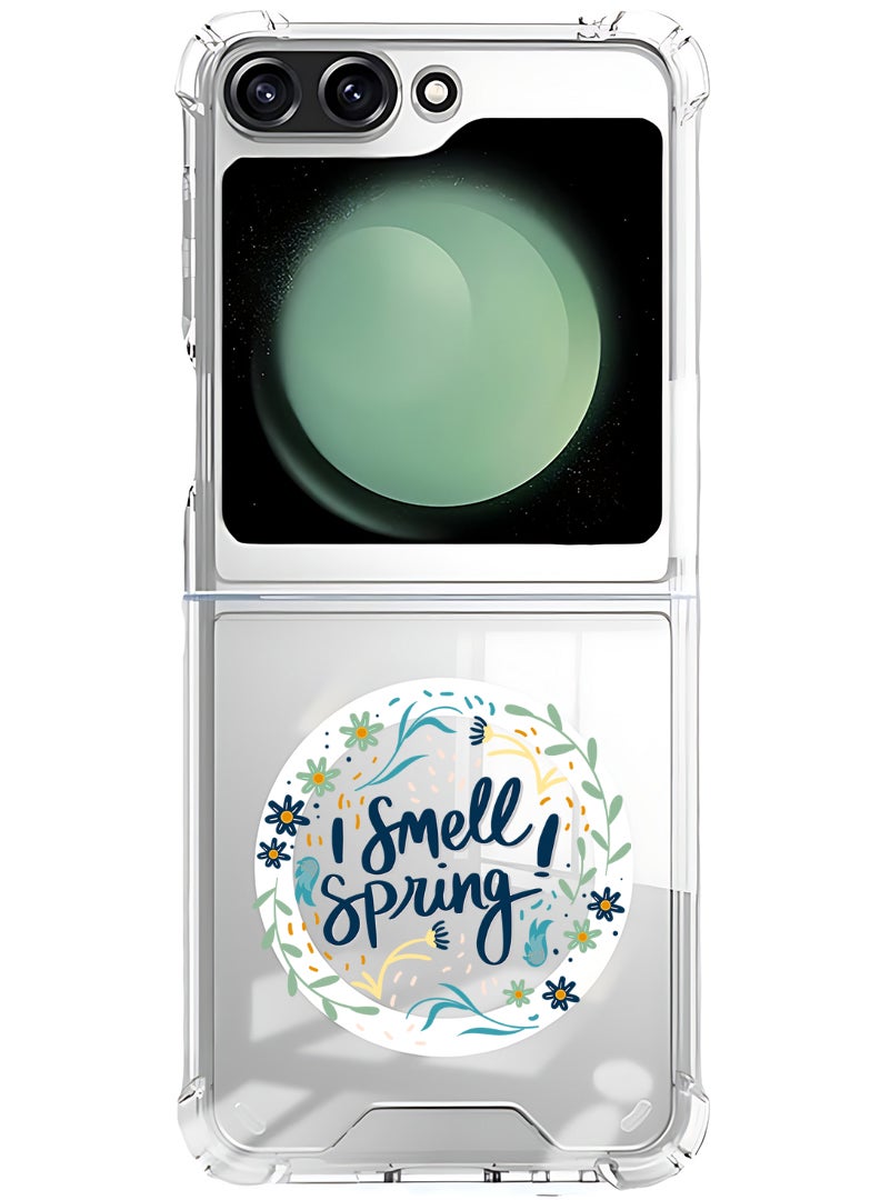 Theodor Magnetic Case for Samsung Galaxy Z Flip 5 Compatible with MagSafe Wireless Charging, Shockproof Phone Bumper Cover I smell Spring - Image 1