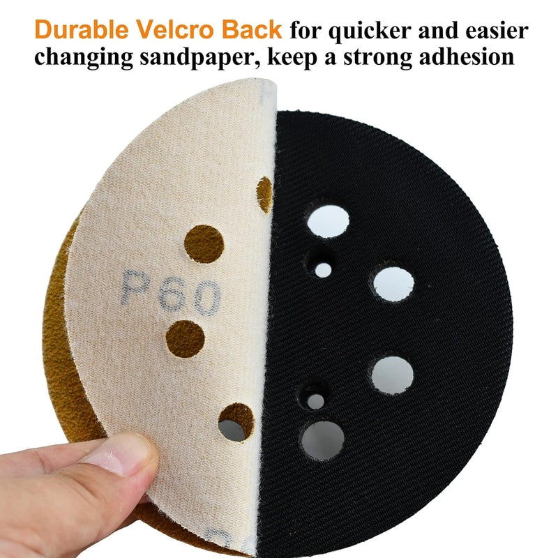 Aiyard 5-Inch 8-Hole Hook and Loop Sanding Discs 60-Grit Random Orbit Sandpaper, 100-Pack - Image 4