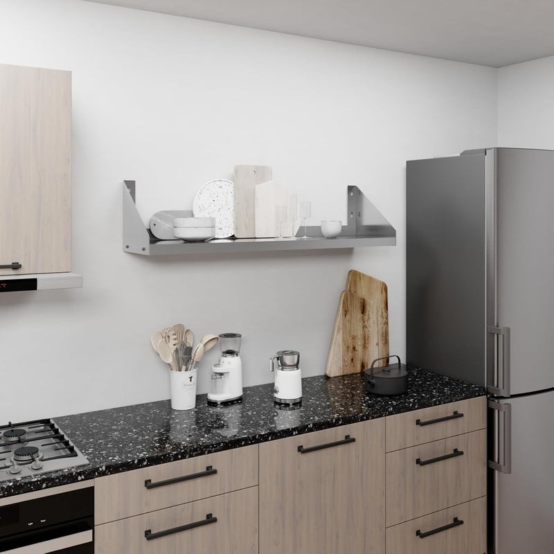 AmGood Stainless Steel Wall Shelf with Side Guards (48" Long x 12" Deep) - Image 5