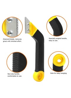 KASTWAVE Grout Remover Knife Tile Grout Saw Angled Grout Scraping Rake Tool with 3 Pieces Extra Blades Replacement for Tile Cleaning Grout Remover Knife  - Image 3